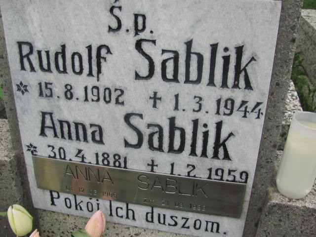 Anna Sablik 1881 Kozy - Grobonet - Wyszukiwarka osób pochowanych